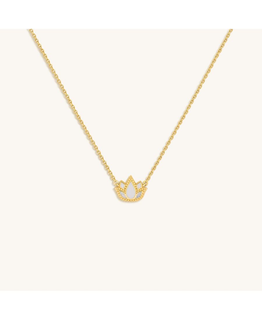 

Ожерелье Лотос просветленной души из перламутра Karma and Luck, Gold/White