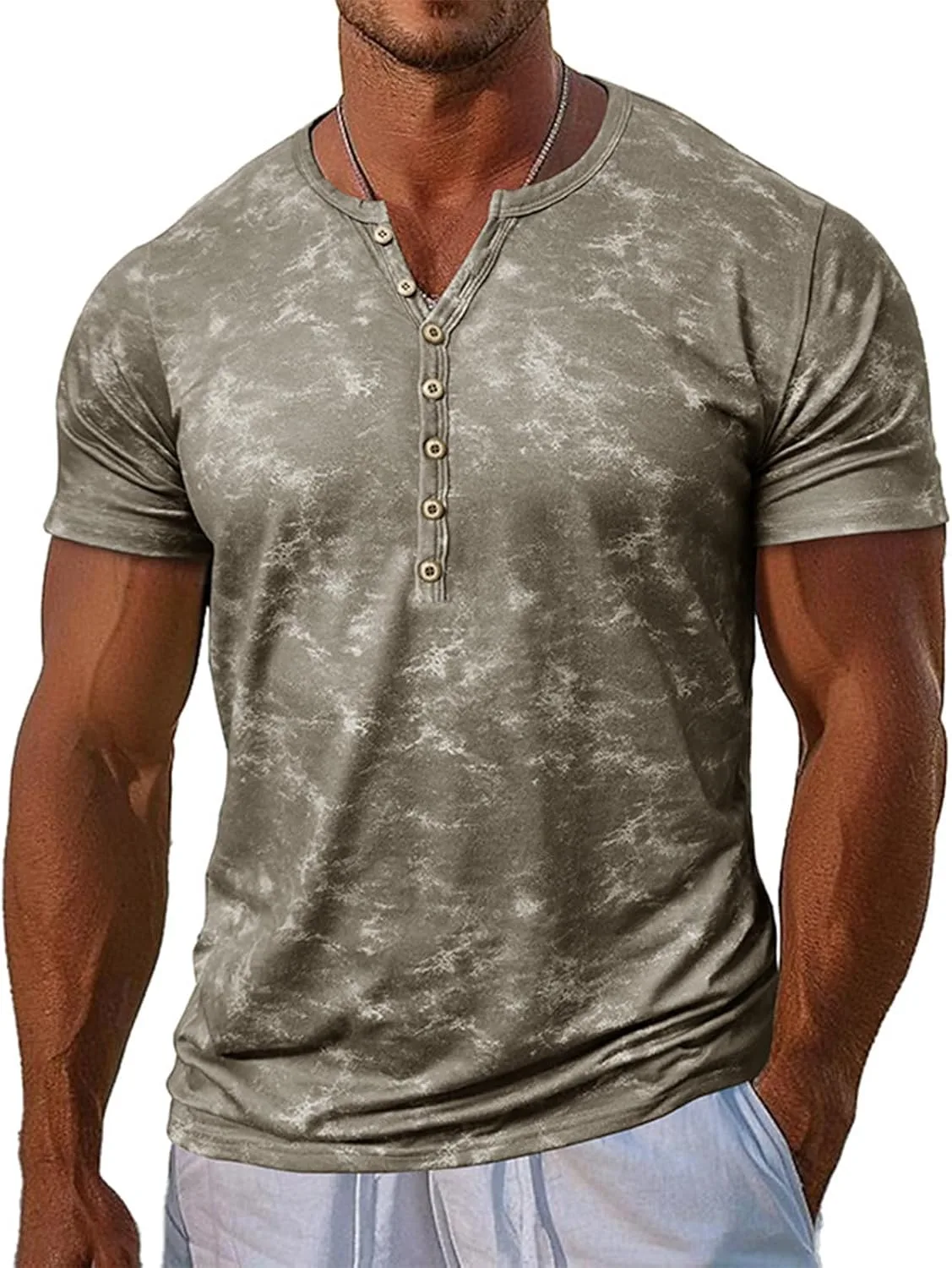 

Мужская футболка Henley с коротким рукавом, M-3XL WENKOMG1