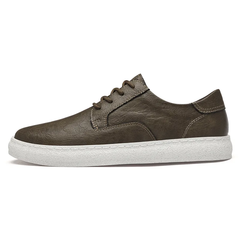 Мужские повседневные туфли из натуральной кожи XIMO BULL, Khaki Height-Increasing