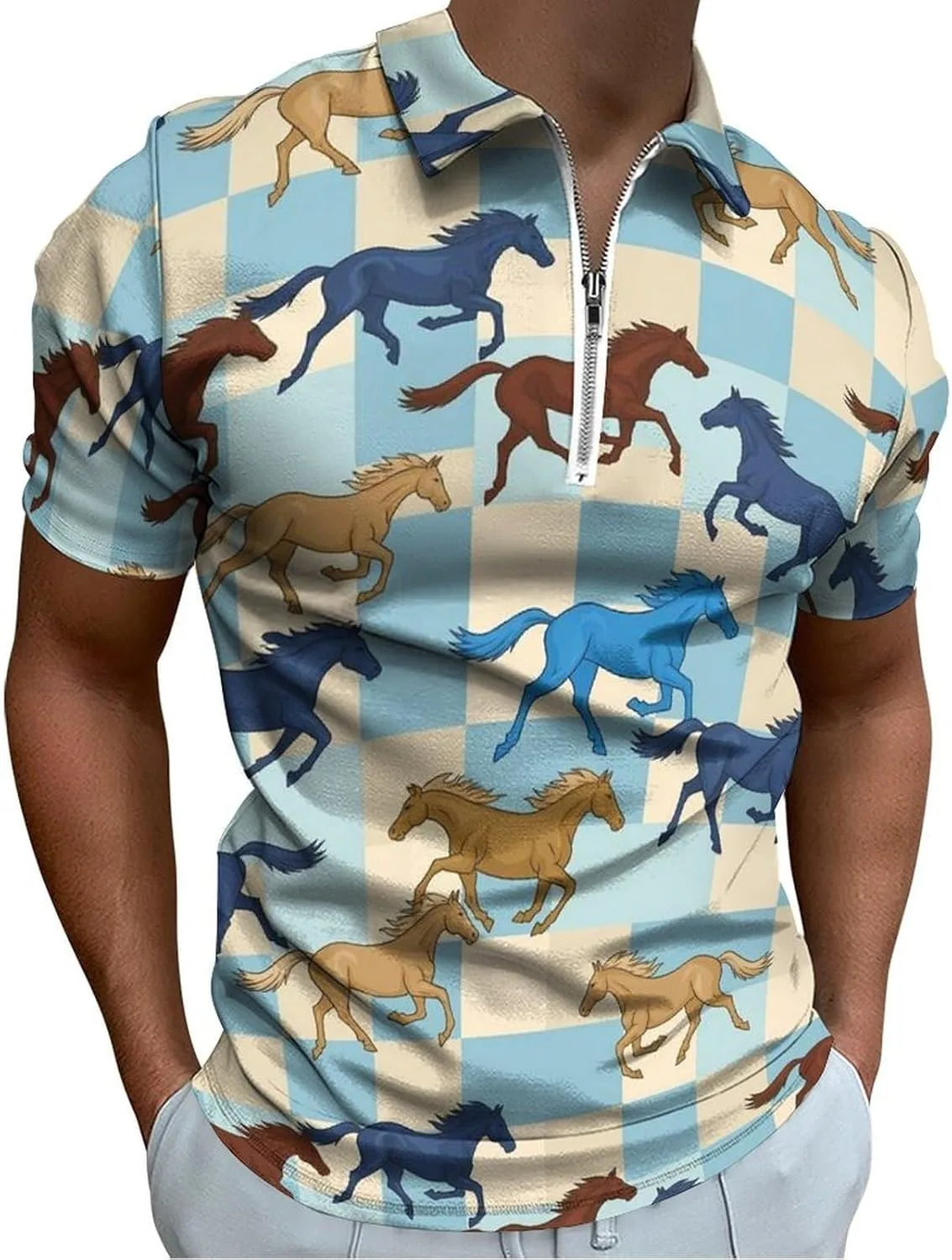 

Мужская футболка-поло с коротким рукавом и молнией PPIKTC