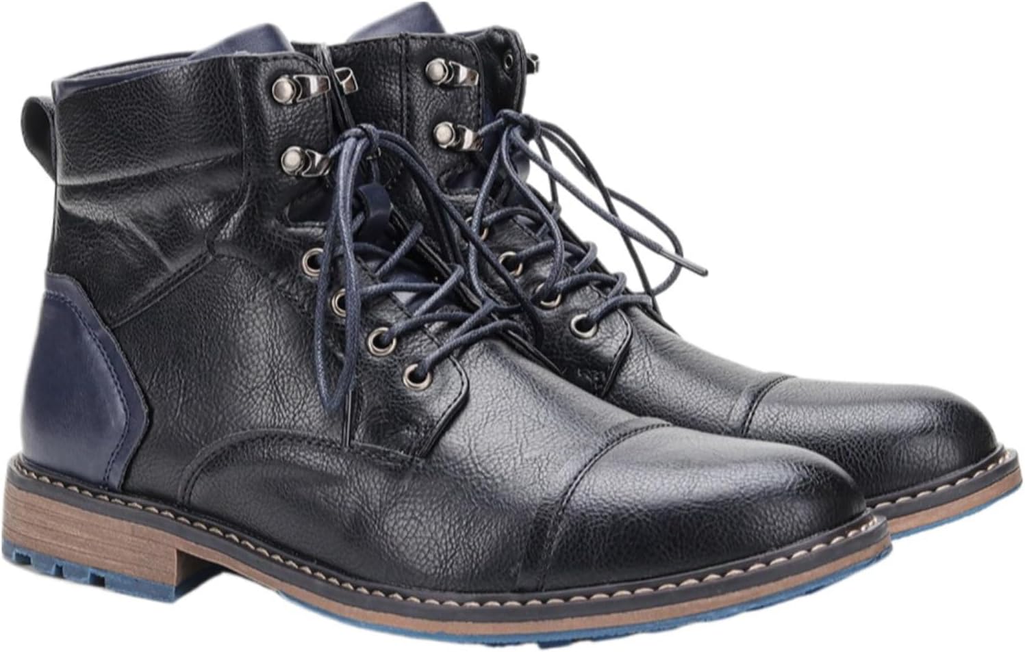 

Мужские кожаные ботинки-чарки с контрастной отделкой, шнуровкой, ретро заостренным носком Jingsmnx, черный