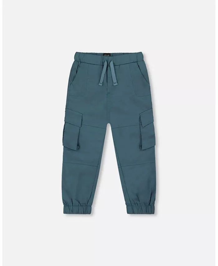 

Брюки джоггеры с накладными карманами для мальчиков Toddler Boys Parachute Cargo Pocket Jogger Pants, цвет темный аквамарин - размер Toddler|Child Deux par Deux, зеленый