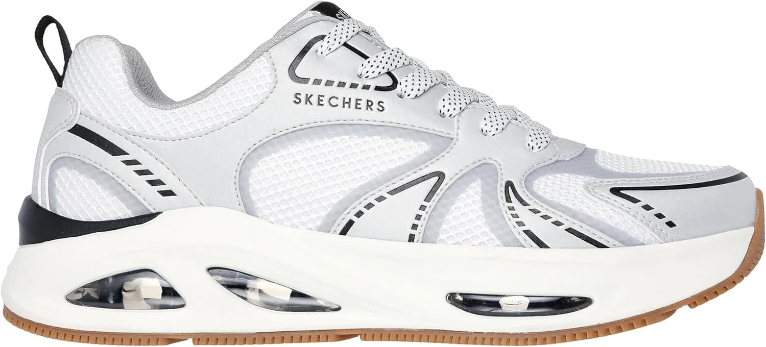 Кроссовки Skechers Herren UNO Ego Aurair, White And Silver Duraleather Hotmelt Mesh