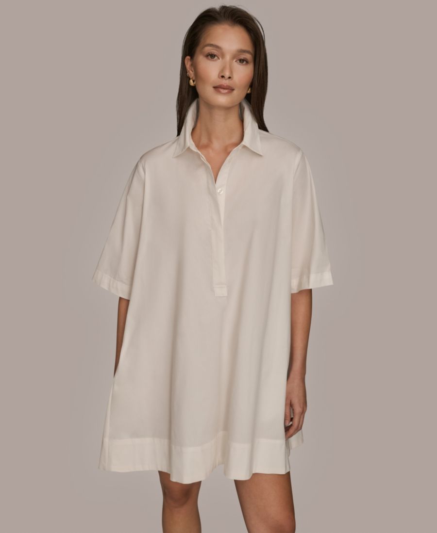 

Женское платье с рукавами до локтя и потайной планкой Donna Karan Weekend, Cream