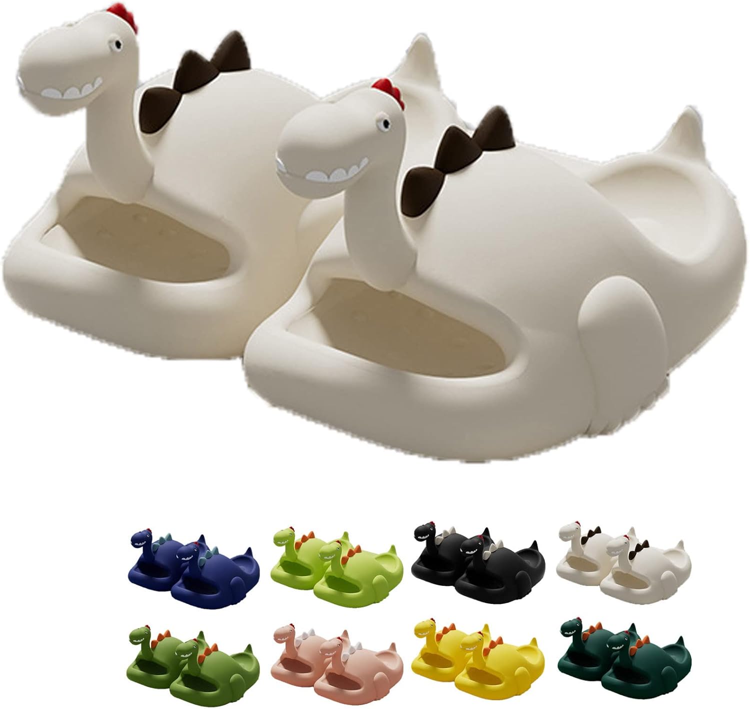 

Тапочки с динозаврами, шлепанцы «Облако динозавров», милые мультяшные противоскользящие шлепанцы с открытым носком, летние домашние и уличные пляжные сандалии для взрослых и детей Spacebuyer, бежевый