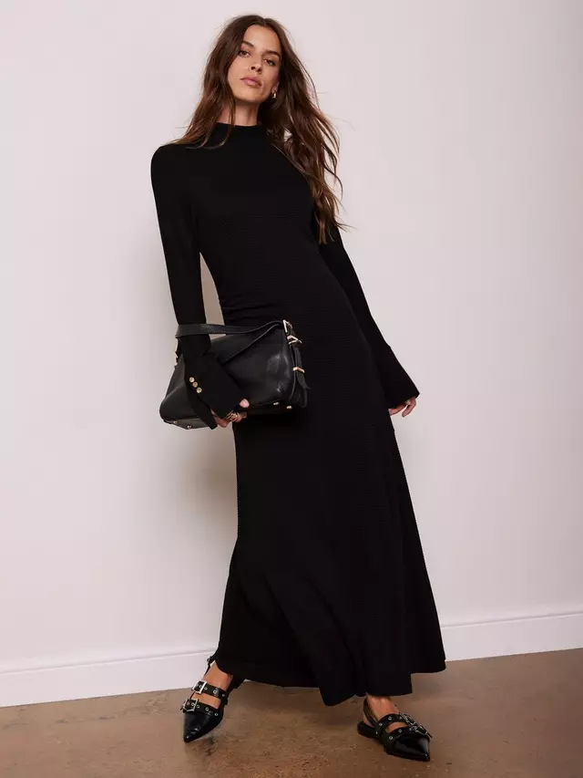 

Платье Mint Velvet Ribbed Jersey Maxi, черный