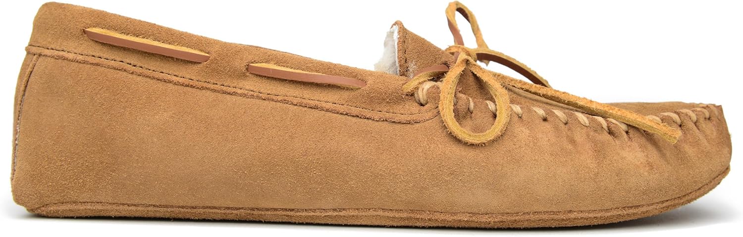 Мужские мокасины Minnetonka из овчины с мягкой кожаной подошвой, Tan - Classic — фото 2