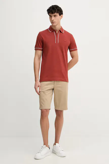 Поло эластичный хлопок Lacoste, оранжевый — фото 2