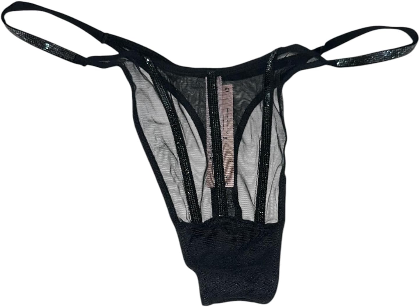 Victoria's Secret Sheer Shine трусики-стринги цвет Black New, Black Shine — фото 3