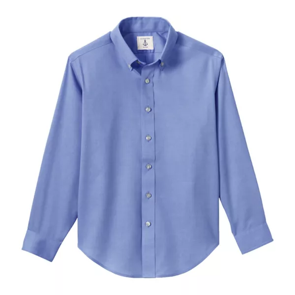 

Мальчиковая школьная рубашка без глажки Pinpoint, размеры 2-20 Lands' End, цвет french blue