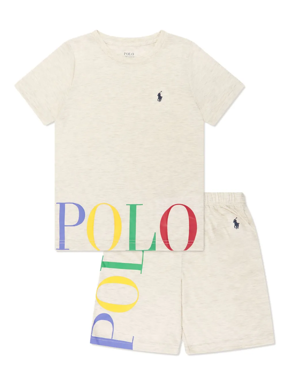 

Комплект из футболки и шортов с логотипом POLO RALPH LAUREN KIDS, серый