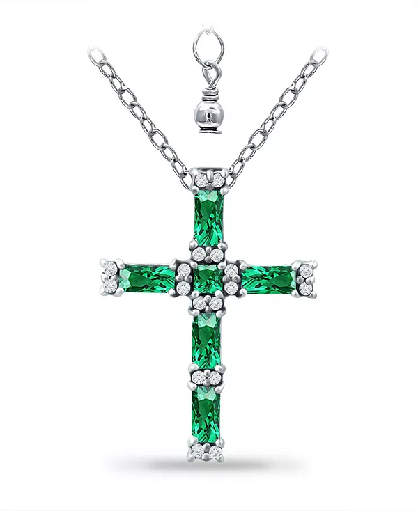 

Подвеска-Крест из зеленого кварца и кубического циркония Giani Bernini, green
