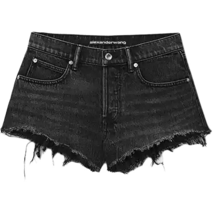 Джинсовые шорты Alexander Wang серые потертые