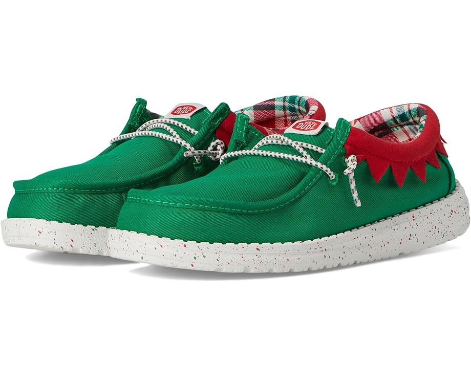 

Лоферы Hey Dude Kids Wally Holiday Elf, цвет Green/Red