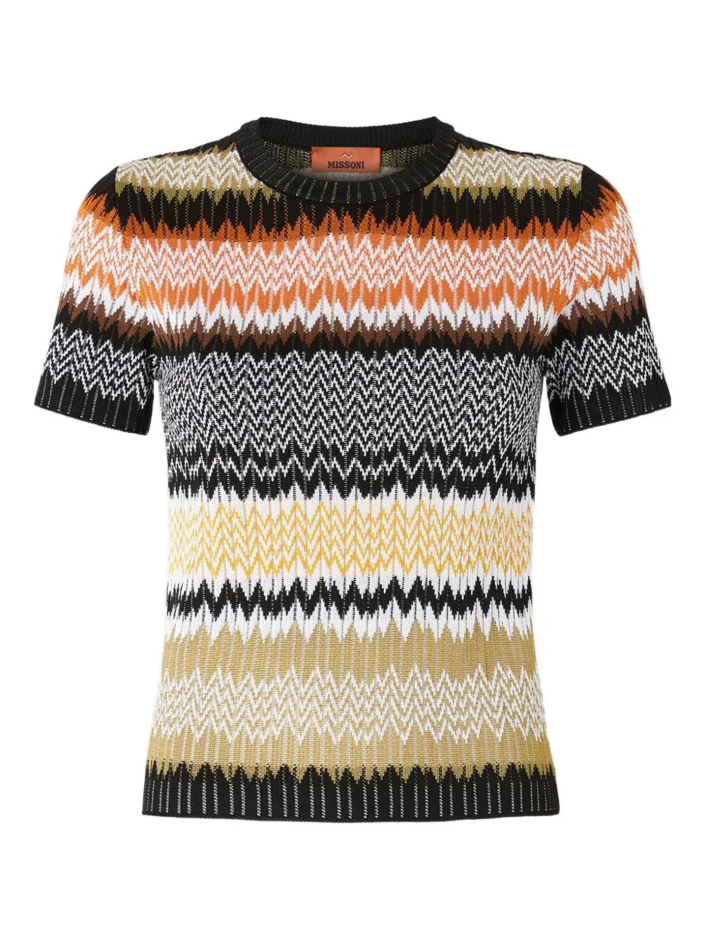 

Трикотажный топ с короткими рукавами и шевронным узором Missoni, черный