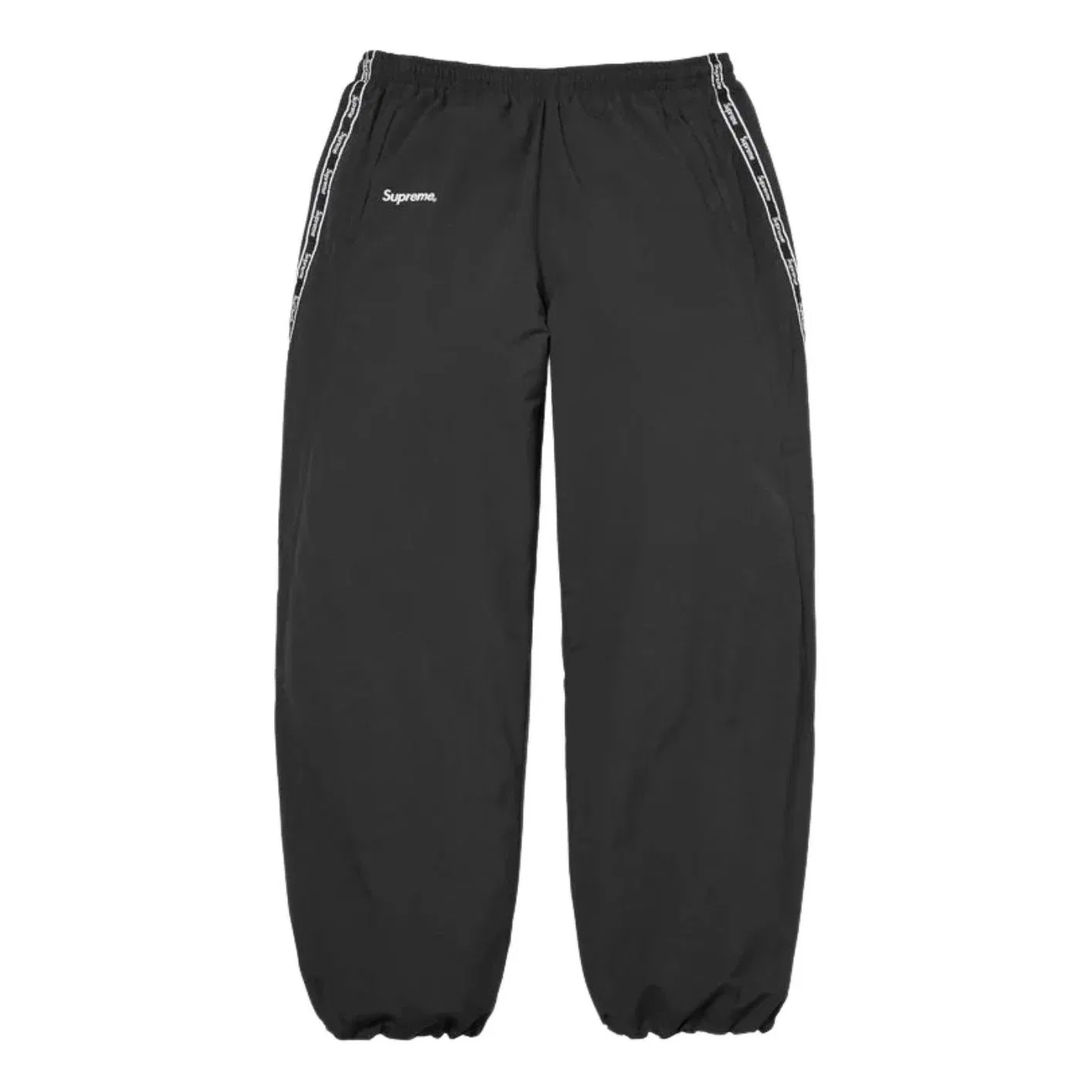 Спортивные брюки Supreme SS26 с логотипом и тесьмой, черные, SUP-SS26-266-BLK