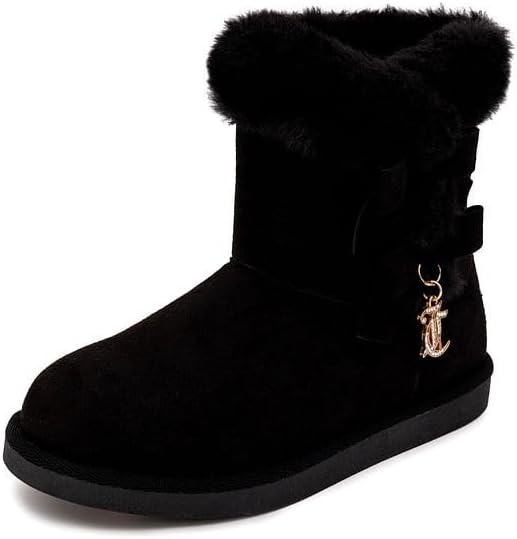 

Зимние сапоги Juicy Couture для девочек, теплые с утеплителем, модные ботильоны средней высоты, наружные снежные сапожки для малышей/маленьких детей/старших детей, Black-Kodak