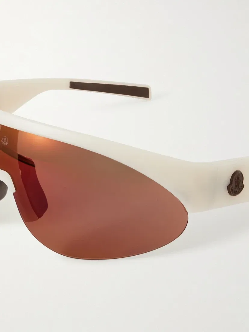 Круглые резиновые солнцезащитные очки Moncler Eyewear, белый — фото 4