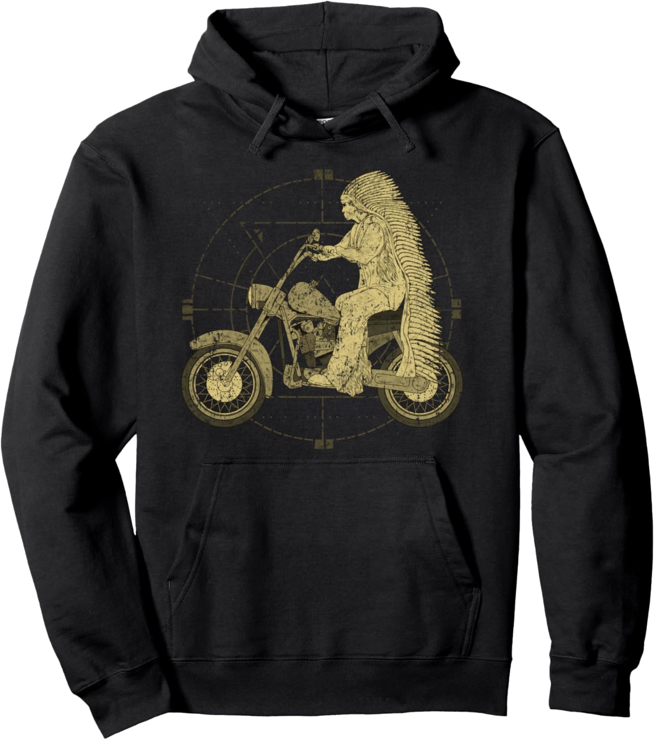 

Винтажный рисунок коренного американца, мотоциклист, байкер, толстовка Motorcycle Gifts For Bikers Nyc, черный