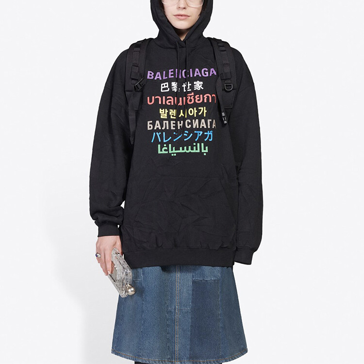 Толстовка женская Balenciaga с цветным принтом, черный — фото 3
