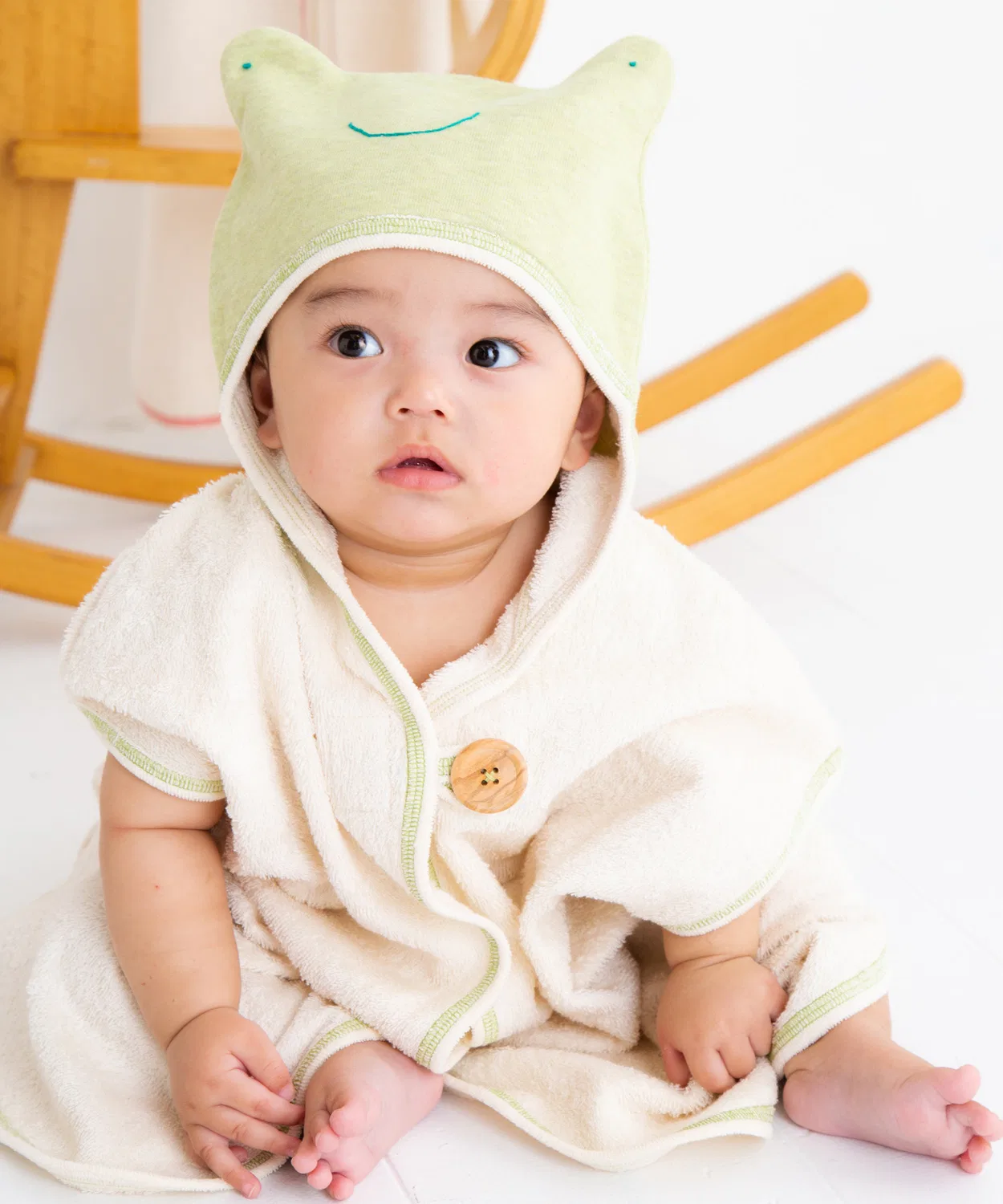 Пончо для купания Pompkinsbaby из органического хлопка, зелёное