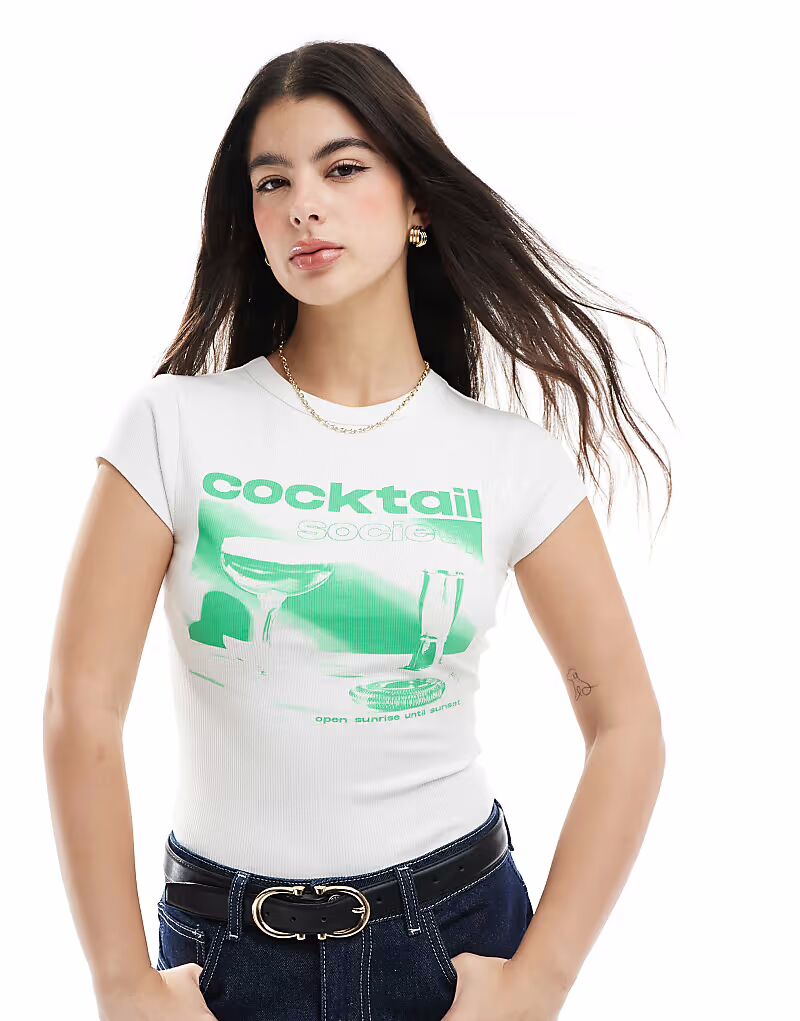 

Детская футболка ASOS DESIGN с принтом коктейля белого цвета