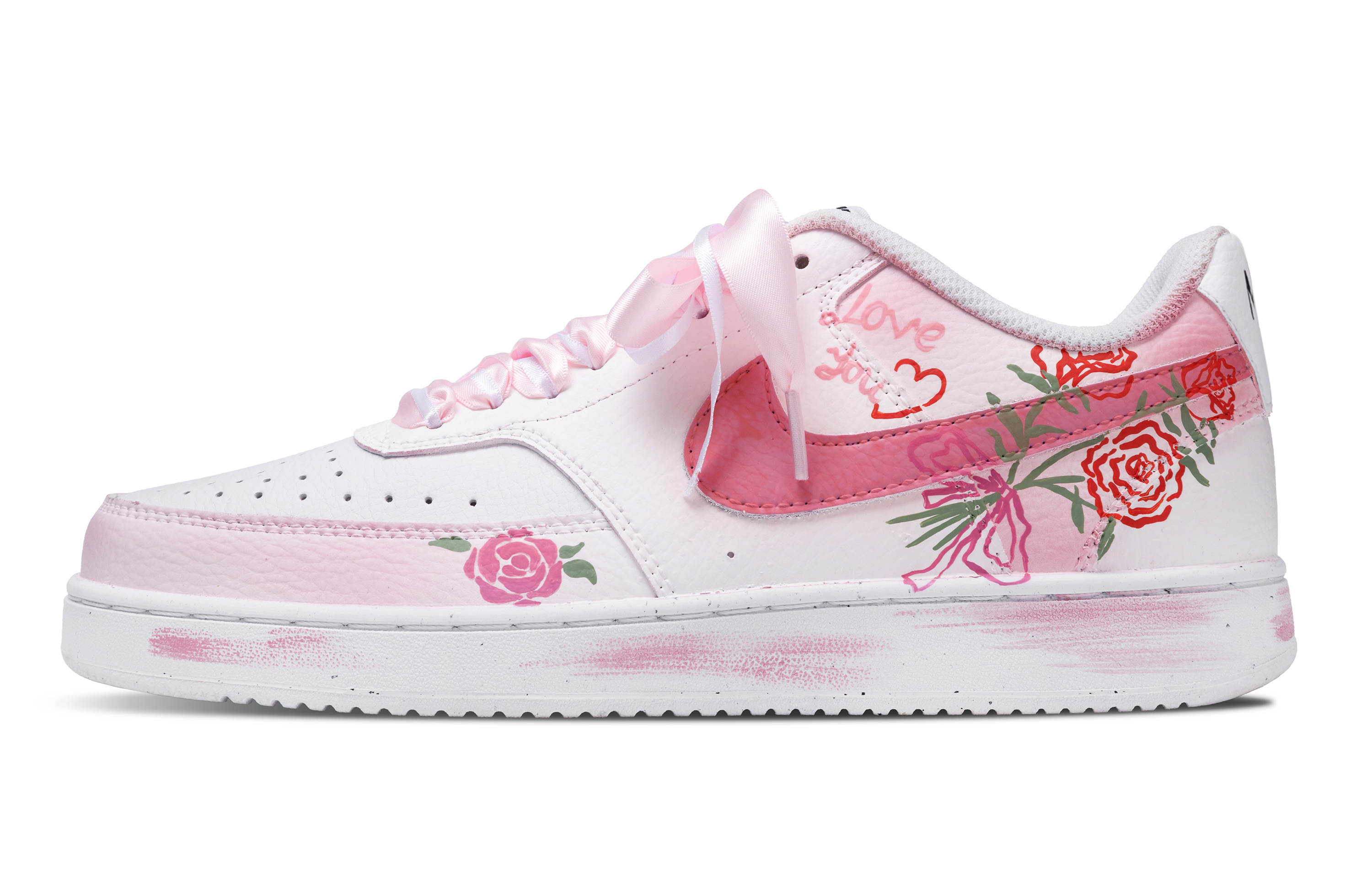 

Nike Кроссовки Court Vision 1 Rose Garden с низким верхом, устойчивые к истиранию и скольжению, мужские, розовые