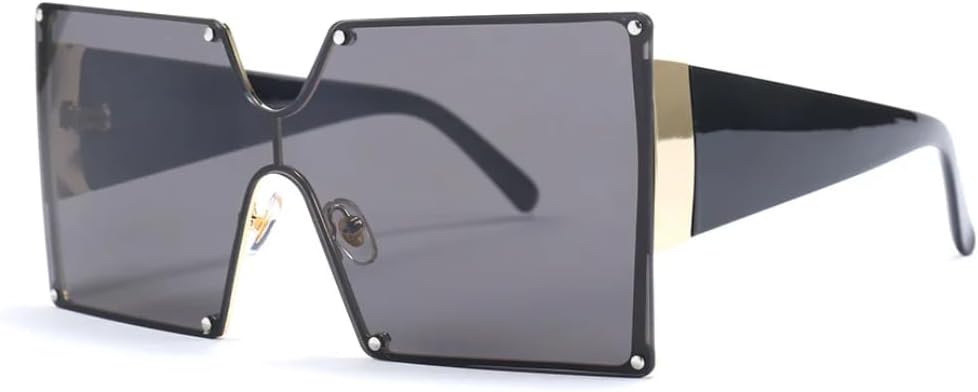 

Большие квадратные солнцезащитные очки для женщин, без оправы, цельные, с градиентным переходом цвета, роскошные, ретро, ​​с защитой от УФ-излучения UV400, винтажные, мужские UATXTAU, Black