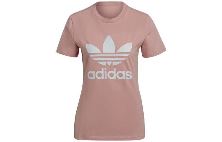 

Футболка с трилистником женская розовая Adidas Originals