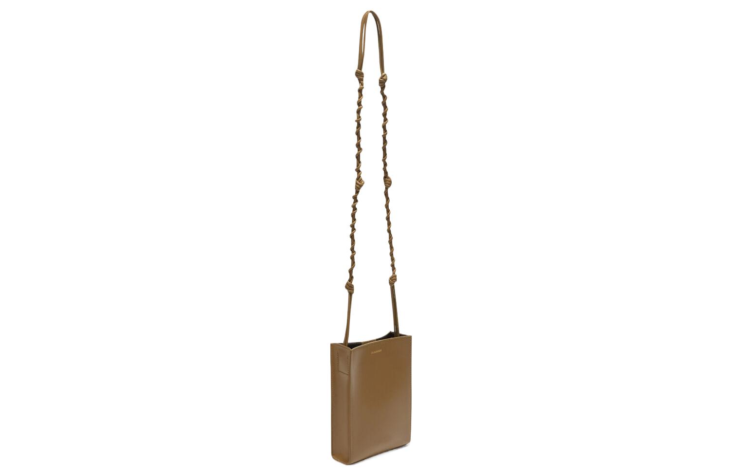 JIL SANDER Tangle Calfskin Small Square Bag, кроссбоди, сумка через плечо Trumpets, женская, цвет khaki brown — фото 3