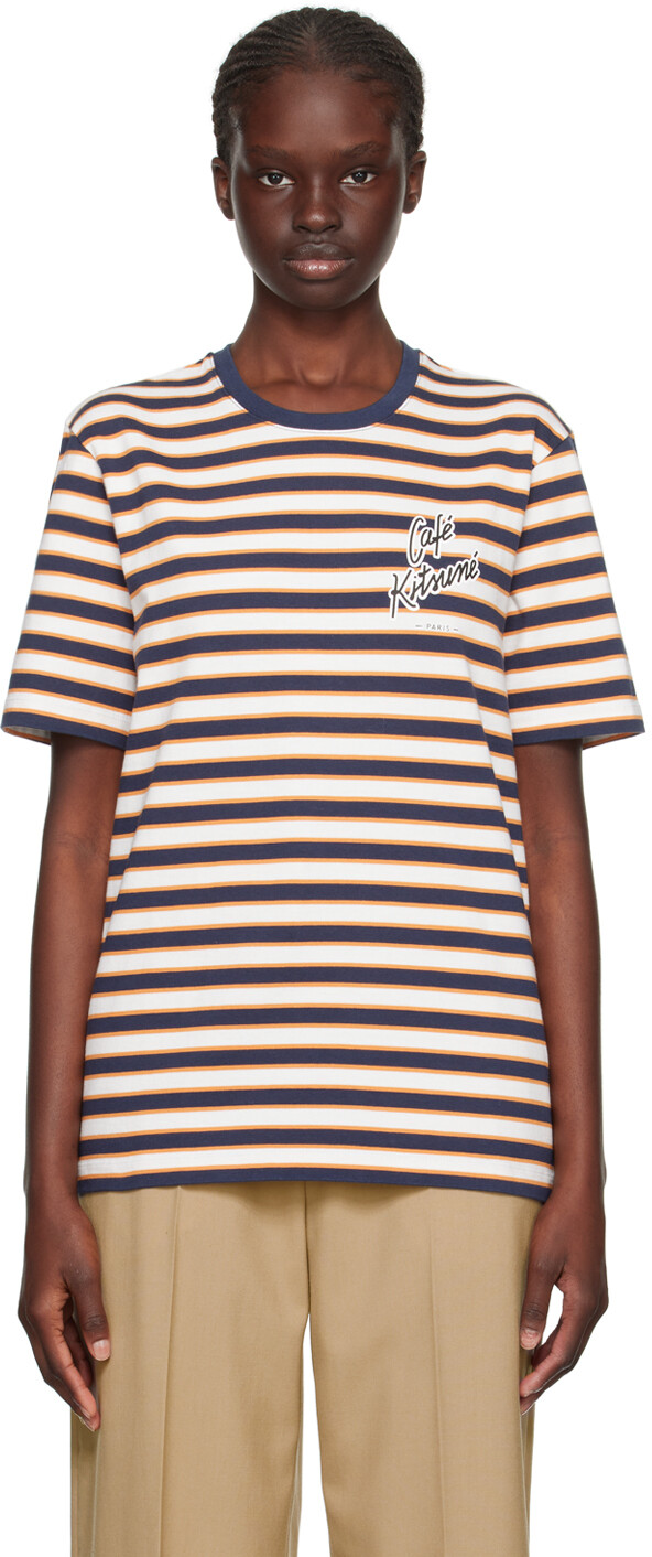 

Футболка в разноцветную полоску Maison Kitsune
