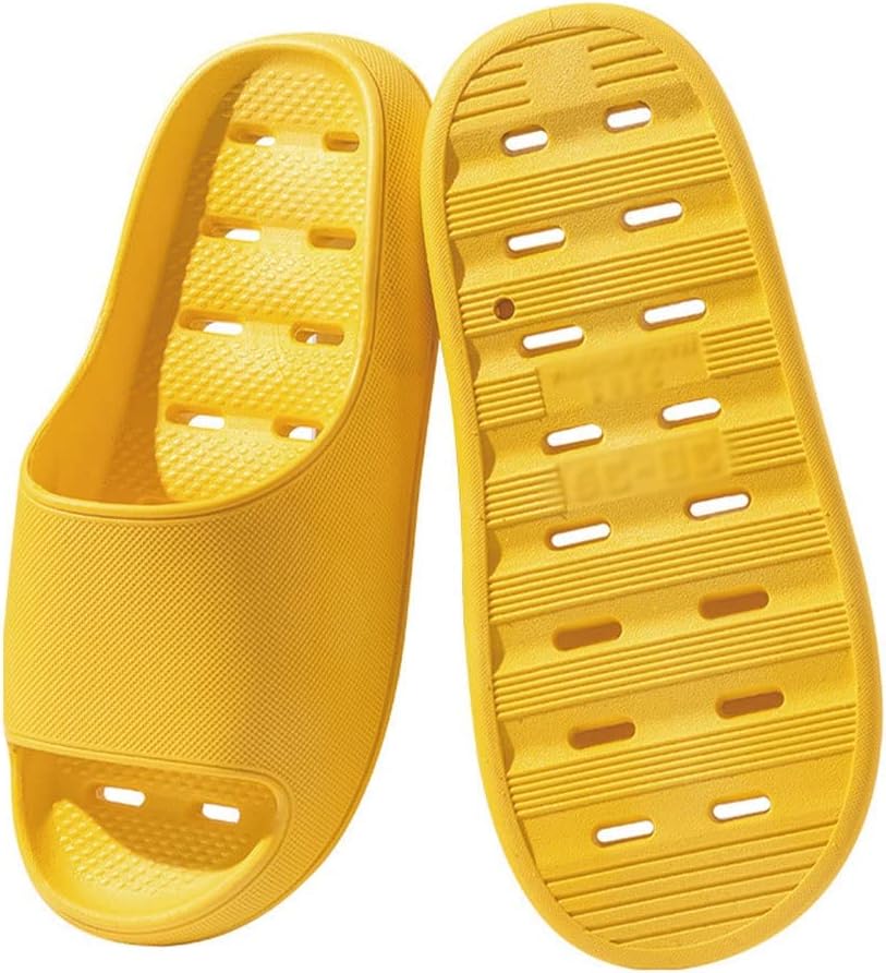 

Женские/мужские нескользящие легкие плоские сандалии-шлепанцы для душа, ванные тапочки, нескользящая мягкая подошва, универсальные домашние сандалии для дома и пар Hsqma, желтый