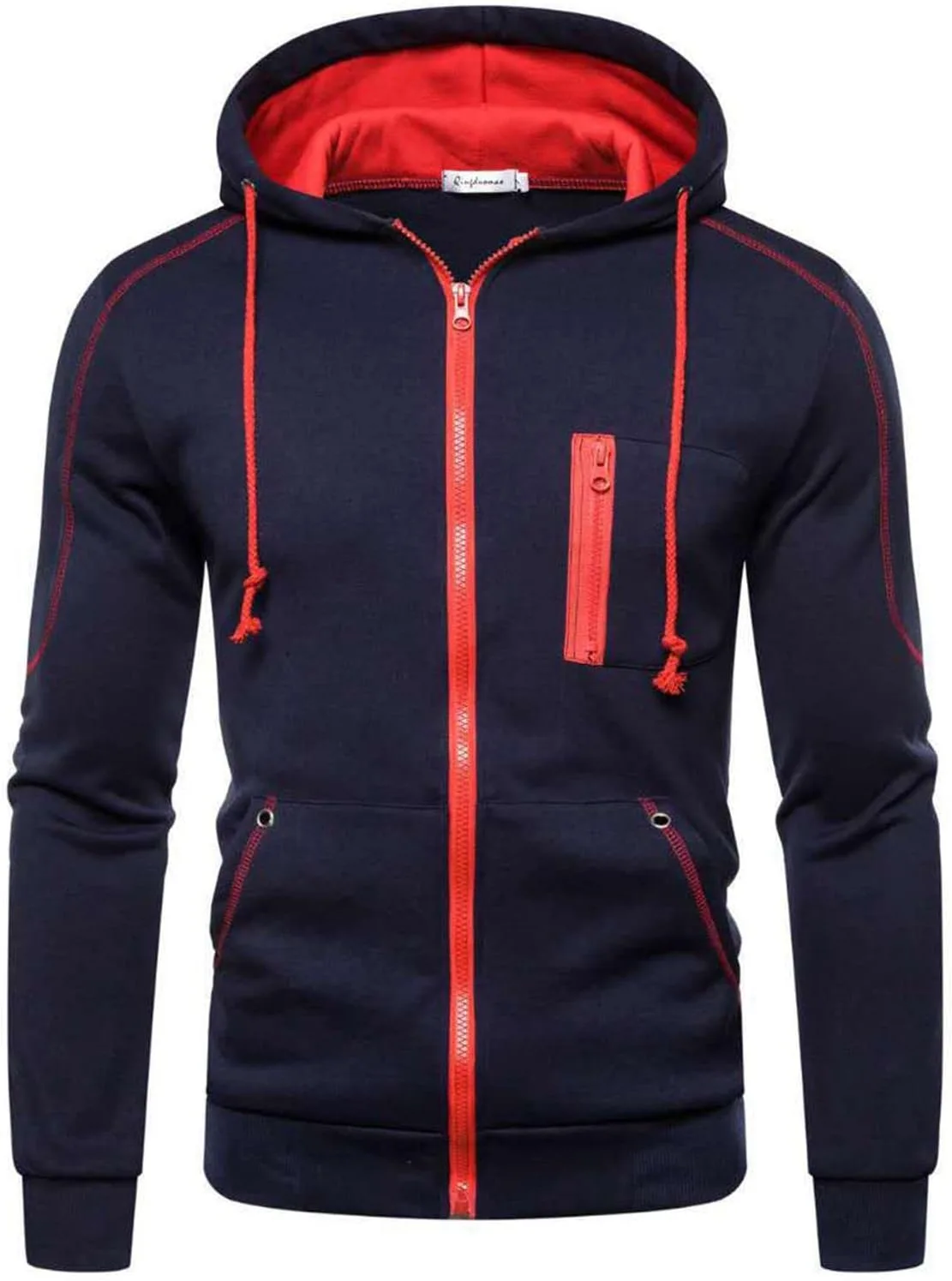 

Толстовка Jinda с капюшоном на молнии, легкая, slim fit