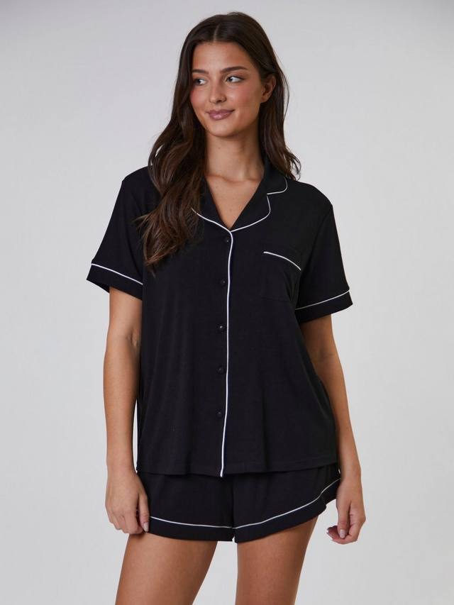 

Рифленый классический комплект пижамы с шортами Loungeable, Black