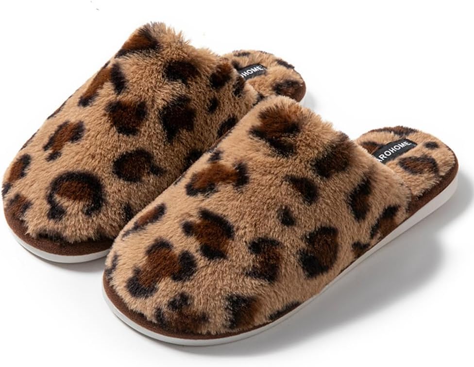 

Домашние тапочки с леопардовым и гепардовым принтом для женщин и мужчин, мягкие и уютные, с плюшевой подкладкой, удобной подошвой с эффектом памяти, для дома и улицы V Opxin, коричневый