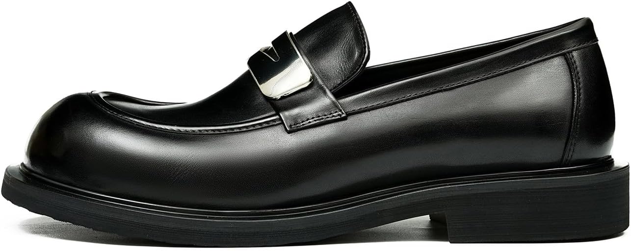 Мужские слипоны Santimon Loafers, формальные лоферы Penny, модные натуральные кожаные с квадратным носком, туфли для выпускного, смокинга, свадьбы, делового и повседневного ношения, легкие туфли для костюма, черный — фото 2