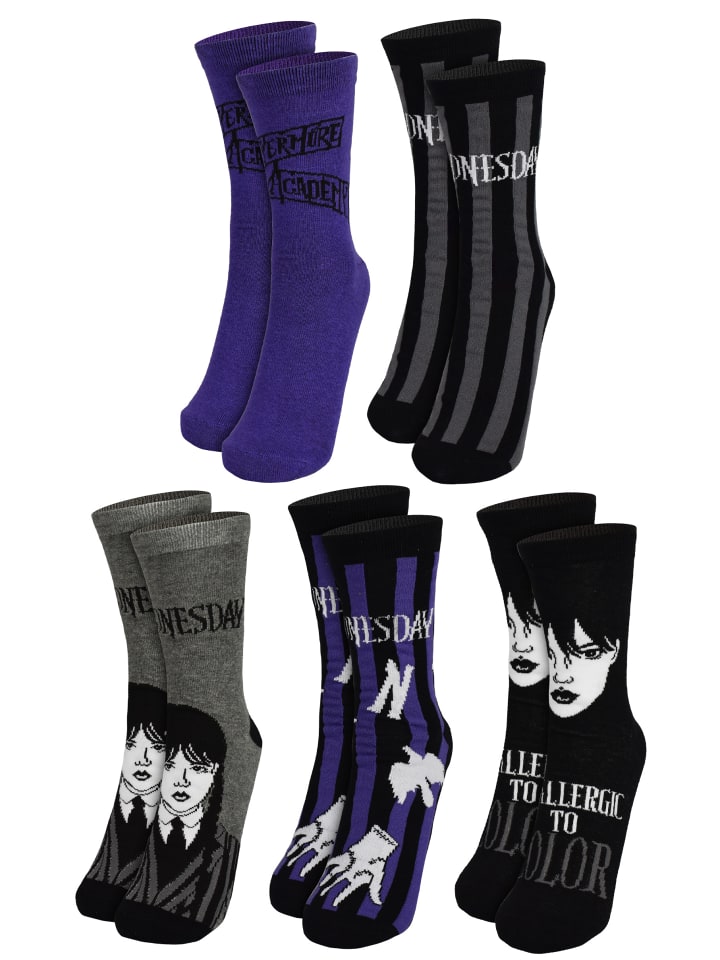 

United Labels Набор из 5 пар носков Wednesday, разноцветные носки для кроссовок