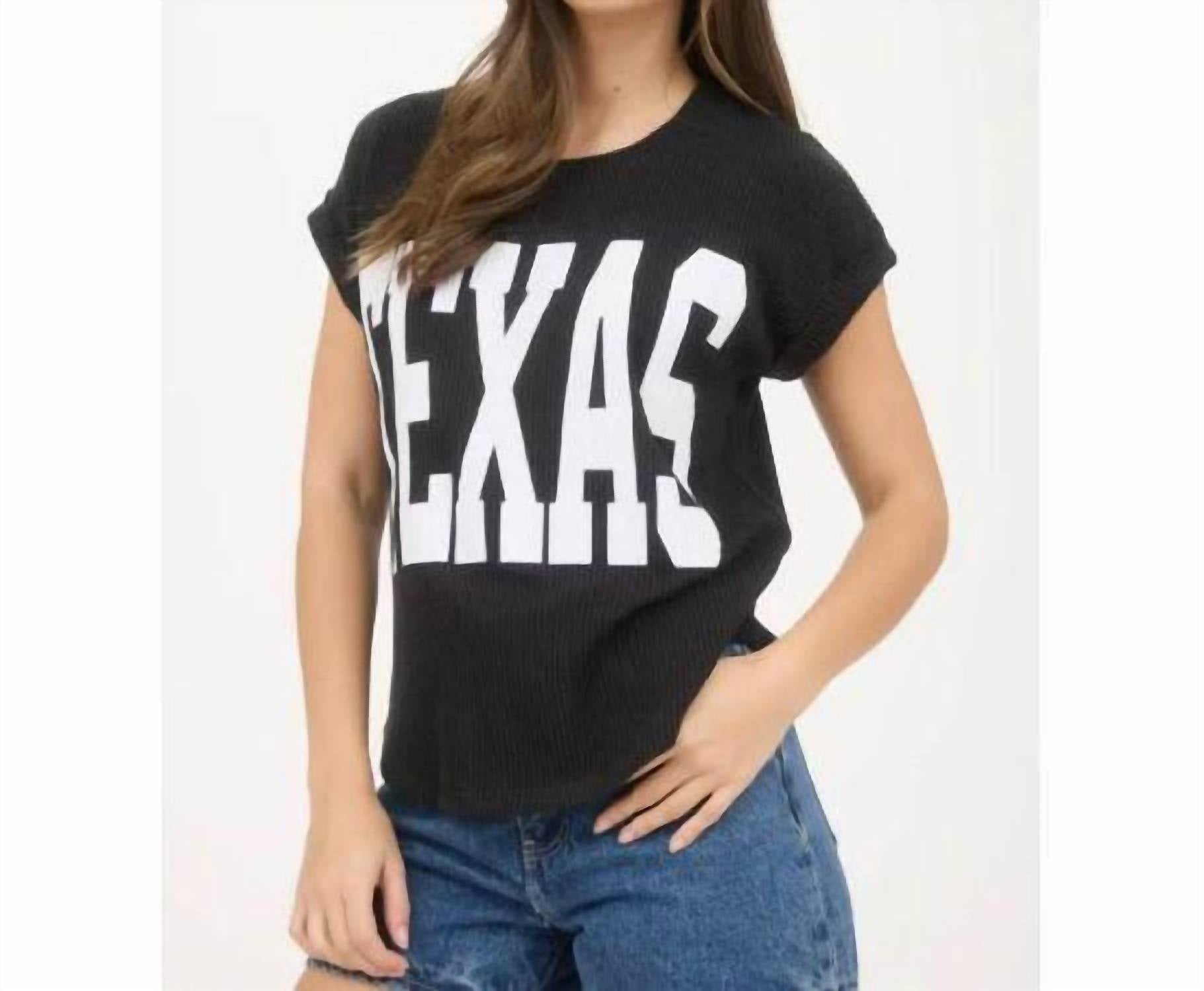 

Футболка Texas с ребристым принтом в черном цвете Blu Pepper