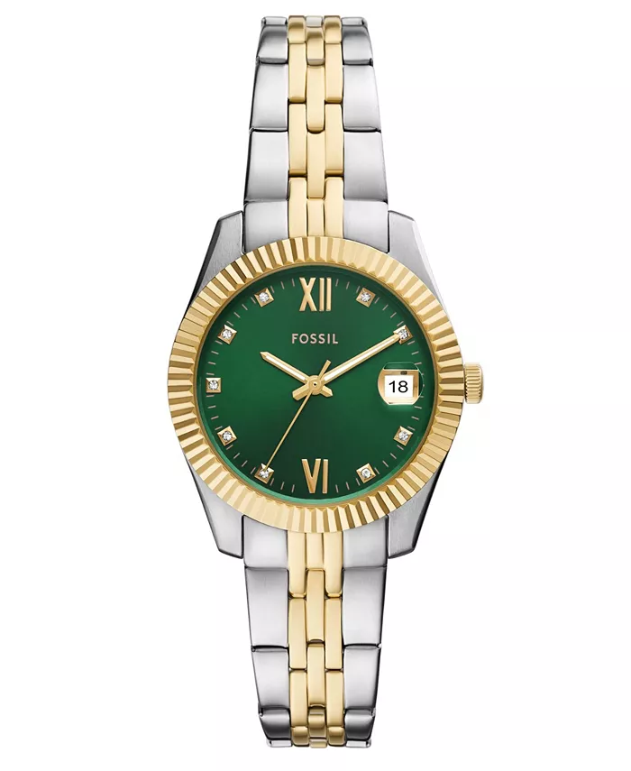 

Женские часы Scarlette с тремя стрелками, датой и двухцветным корпусом из нержавеющей стали, 32 мм Fossil