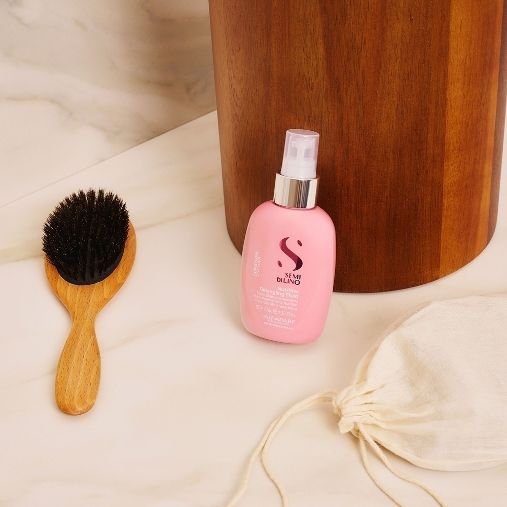 Полужидкий увлажняющий флюид Semi di lino Moisture Nutritive Detangizing Fluid, несмываемый, облегчающий расчесывание Alfaparf Milano, 125 мл — фото 3