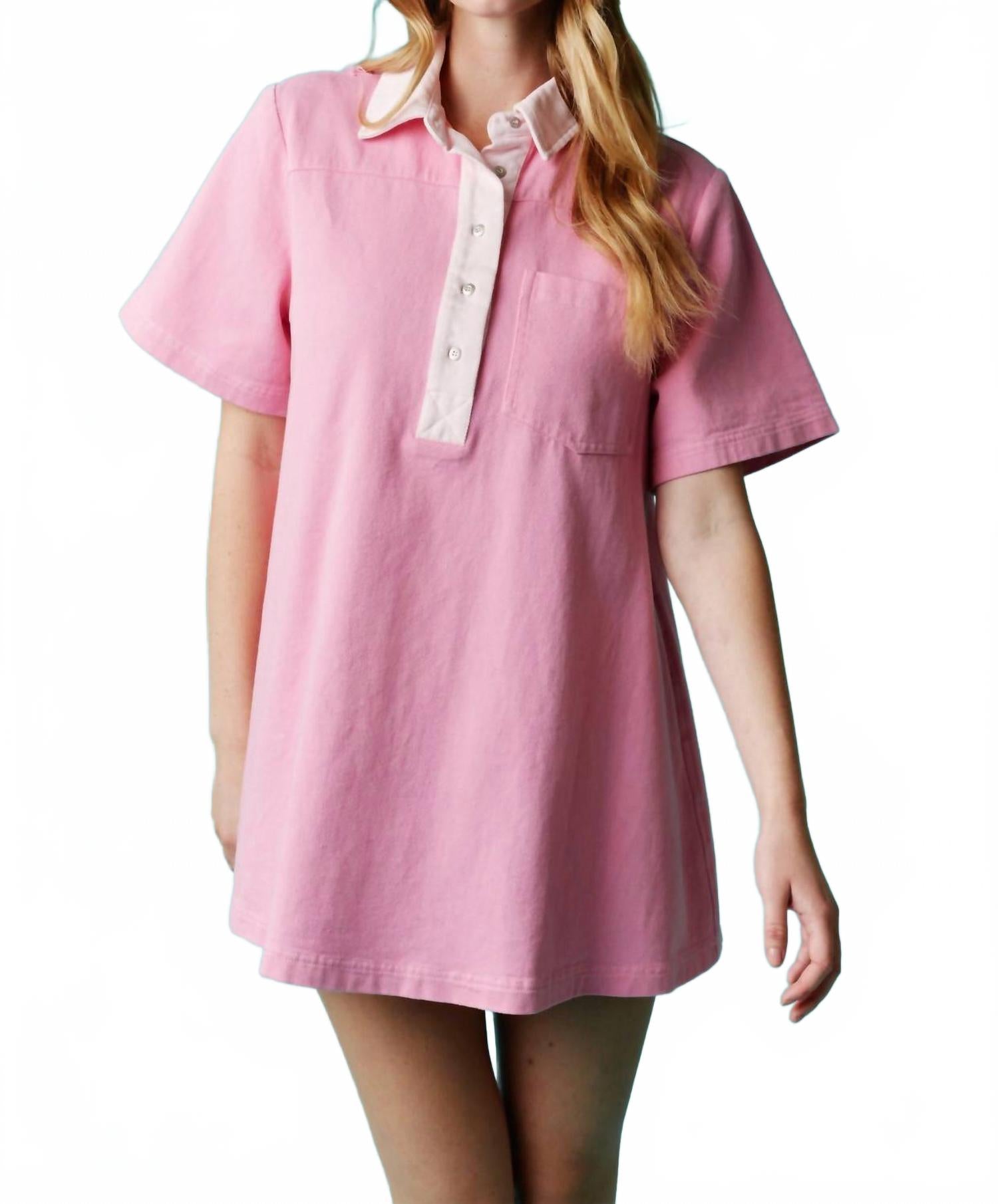 

Розовое мини-платье с воротником в рубчик FANTASTIC FAWN