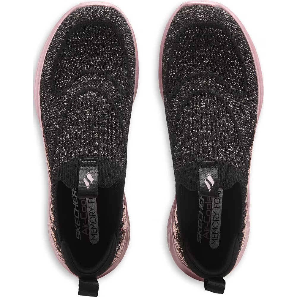 Детские ультра гибкие кроссовки-слипоны для малышей и подростков Skechers, black/rose gold — фото 4