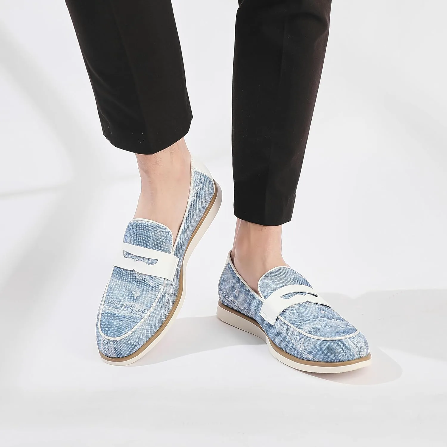 

Мужские повседневные лоферы и слипоны для ежедневных поездок, удобные хлопковые туфли, легкие, с нескользящей подошвой, пенни-туфли для мужчин XQWFH, светло-голубой