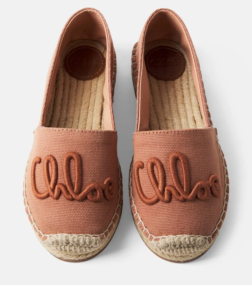 Эспадрильи с кожаной отделкой и логотипом Chloé Kids, розовый — фото 4