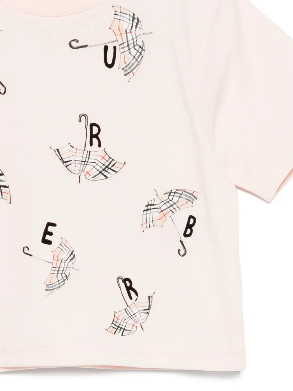 Хлопковый топ с принтом зонтика BURBERRY KIDS, розовый — фото 3