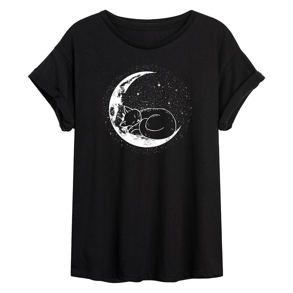 

Детская футболка большого размера с рисунком Cat Nap Moon Licensed Character, черный