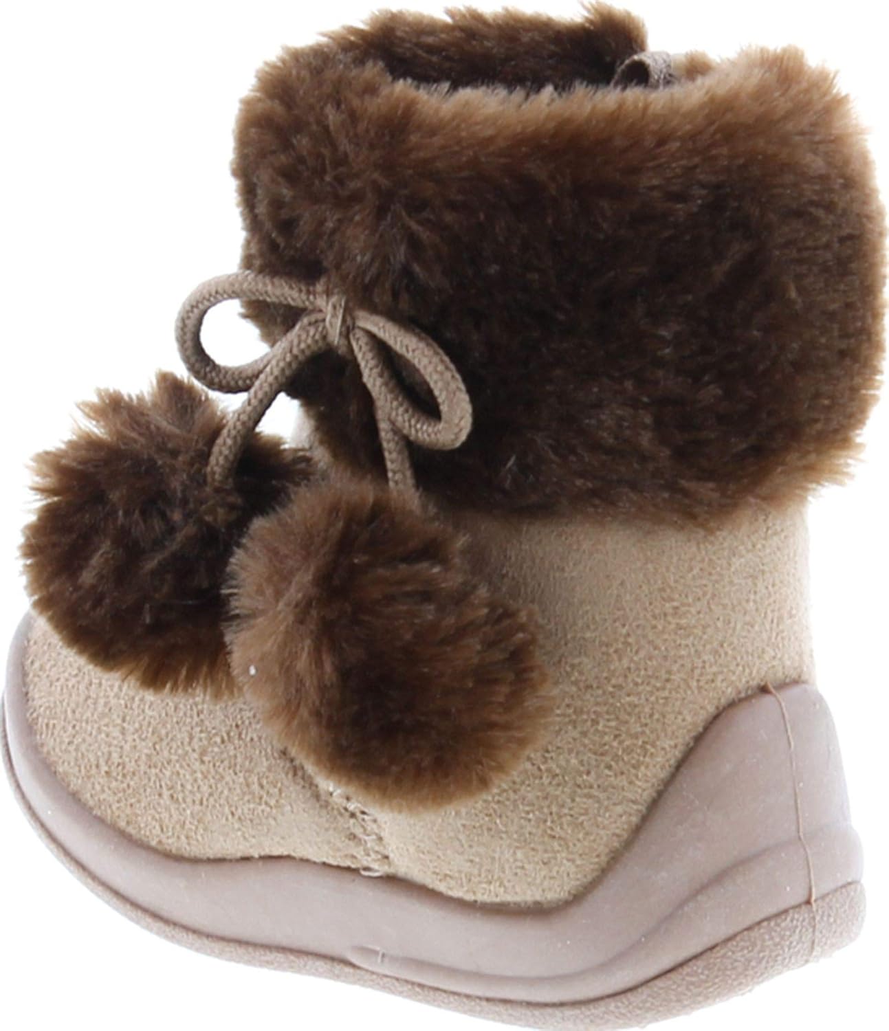 Детские ботинки с помпоном на плоской подошве Kali Footwear, Camel — фото 3