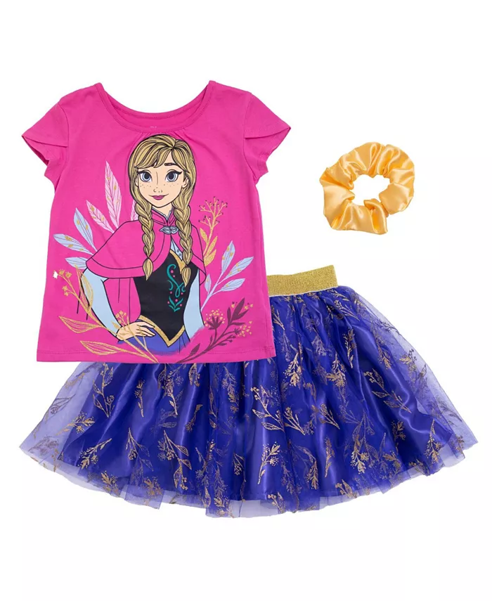 

Комплект из 3 предметов: футболка Disney Princess Moana, юбка из тюля и резинка для волос Frozen, розовый