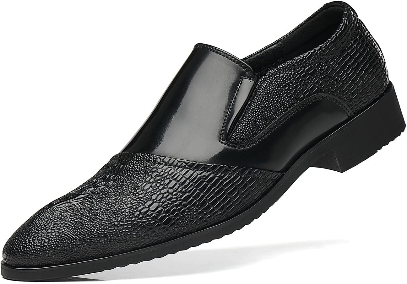 

Мужские классические оксфорды Santimon, слипоны из кожи аллигатора, формальные деловые современные дерби-лоферы, черный