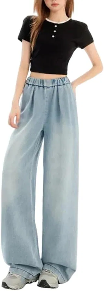 Джинсы с высокой талией, Women's, Light Blue-plus